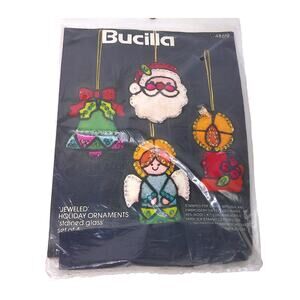 Vintage Bucilla Jeweled Holiday Ornaments Stained Glass 48619 New